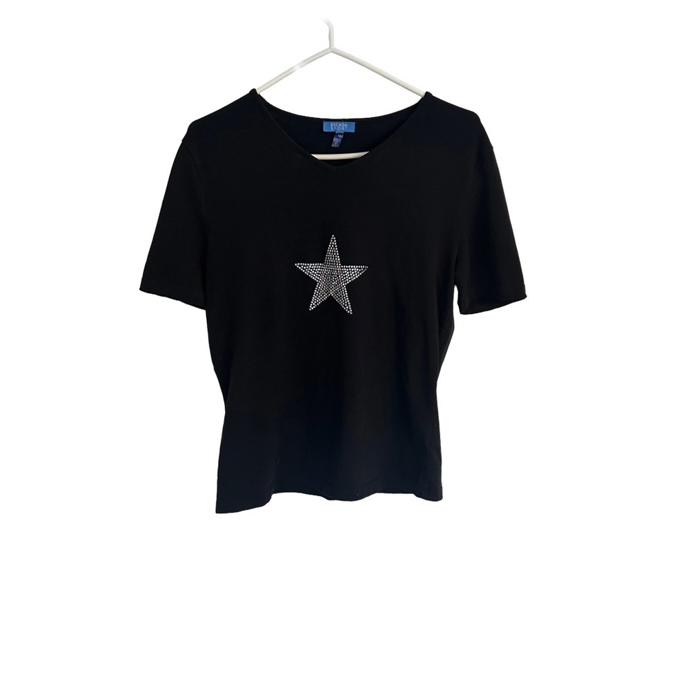 Escada Sport Vintage NavyTee with Star Embellishment. Size M